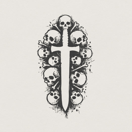 Skull Cross PNG, Gothic Skeleton Art - 300 DPI Design for T-Shirt