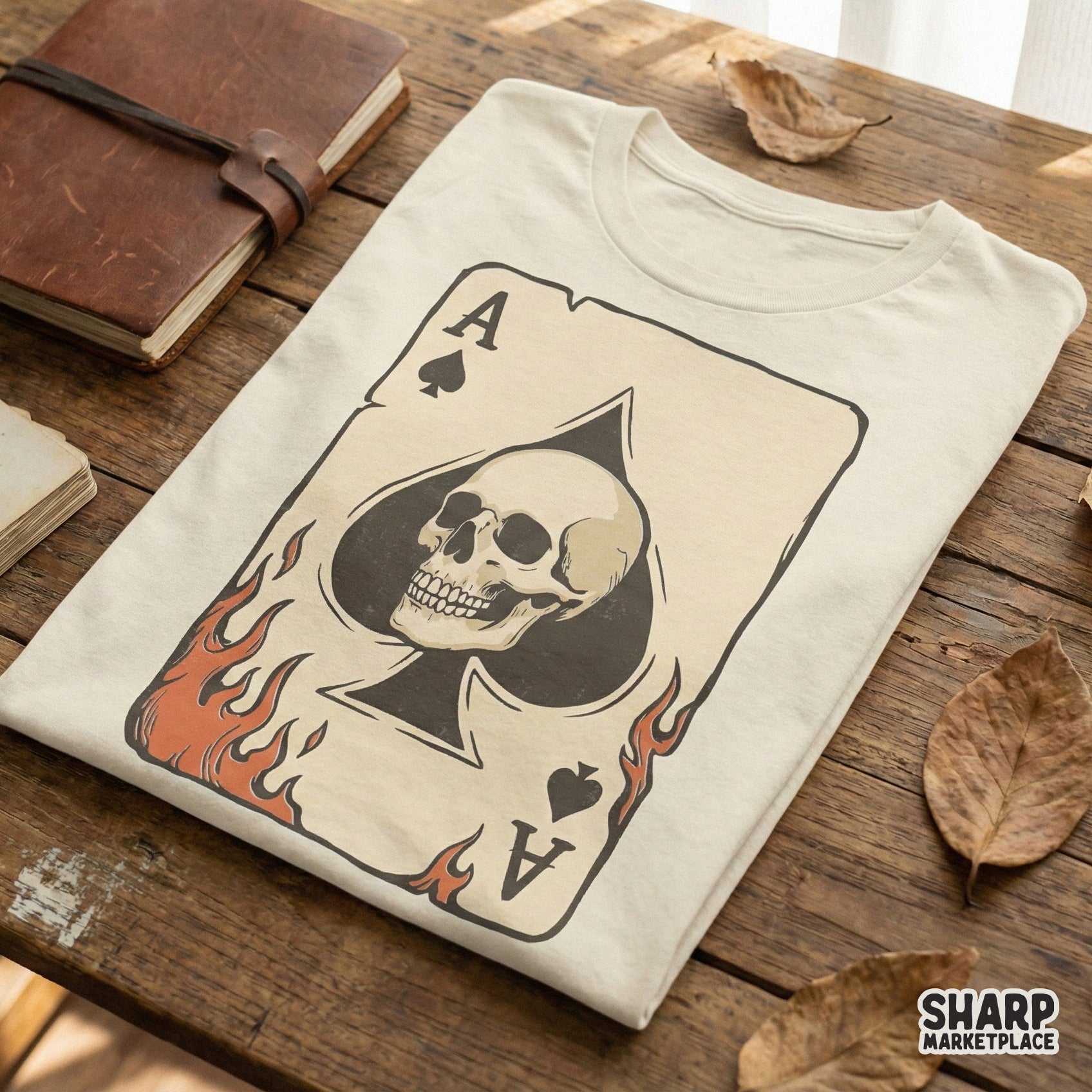 Ace of Spades Skull Card PNG, Vintage Playing Card Design - 300 DPI