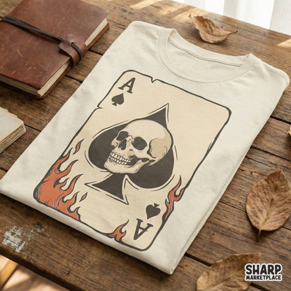 Ace of Spades Skull Card PNG, Vintage Playing Card Design - 300 DPI