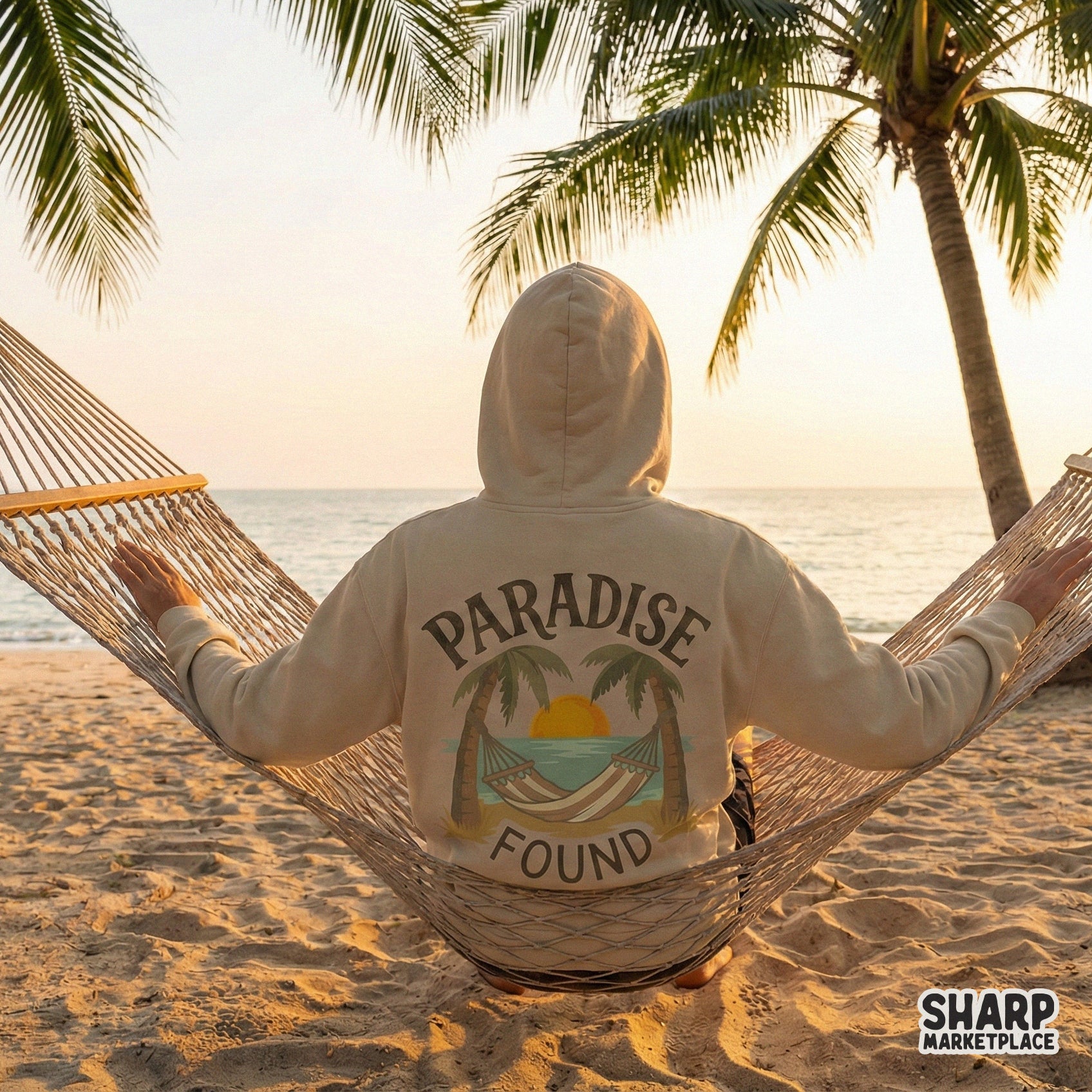 Paradise Found PNG, Tropical Beach Sunset Shirt Design - 300 DPI Design