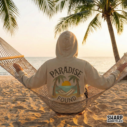 Paradise Found PNG, Tropical Beach Sunset Shirt Design - 300 DPI Design
