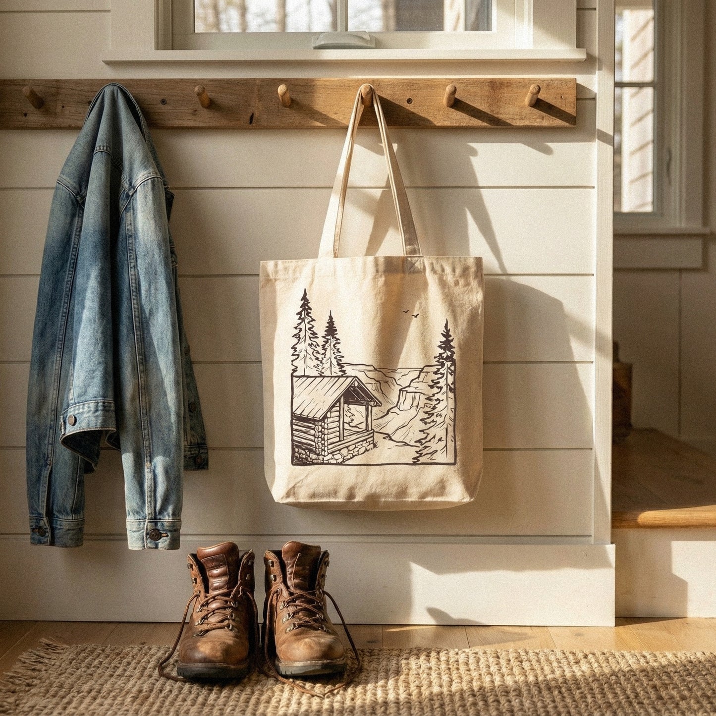 Rustic Cabin PNG, Mountain Landscape Art Print - 300 DPI Design for T-Shirt