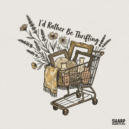 I'd Rather Be Thrifting PNG, Vintage Thrift Store Shirt - 300 DPI Design