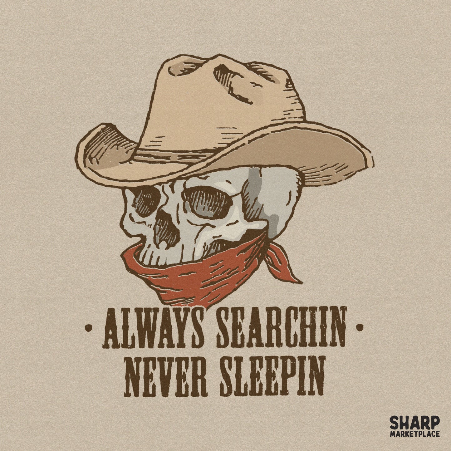 Western cowboy skull PNG with retro outlaw bandit style for trendy sublimation shirt designs and desert themed wall art