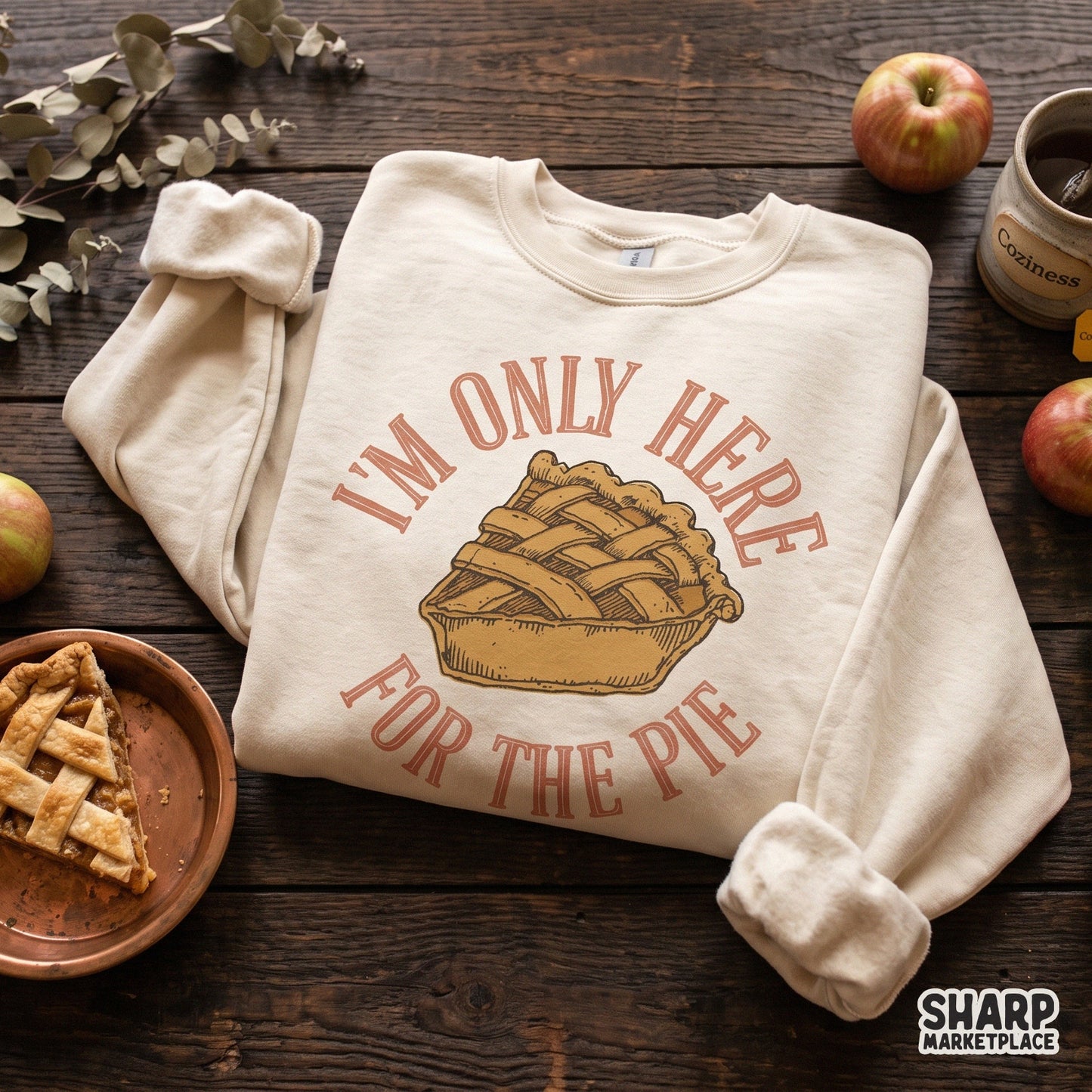 Retro lattice pie art for funny Thanksgiving shirts and autumn apparel with a popular foodie theme