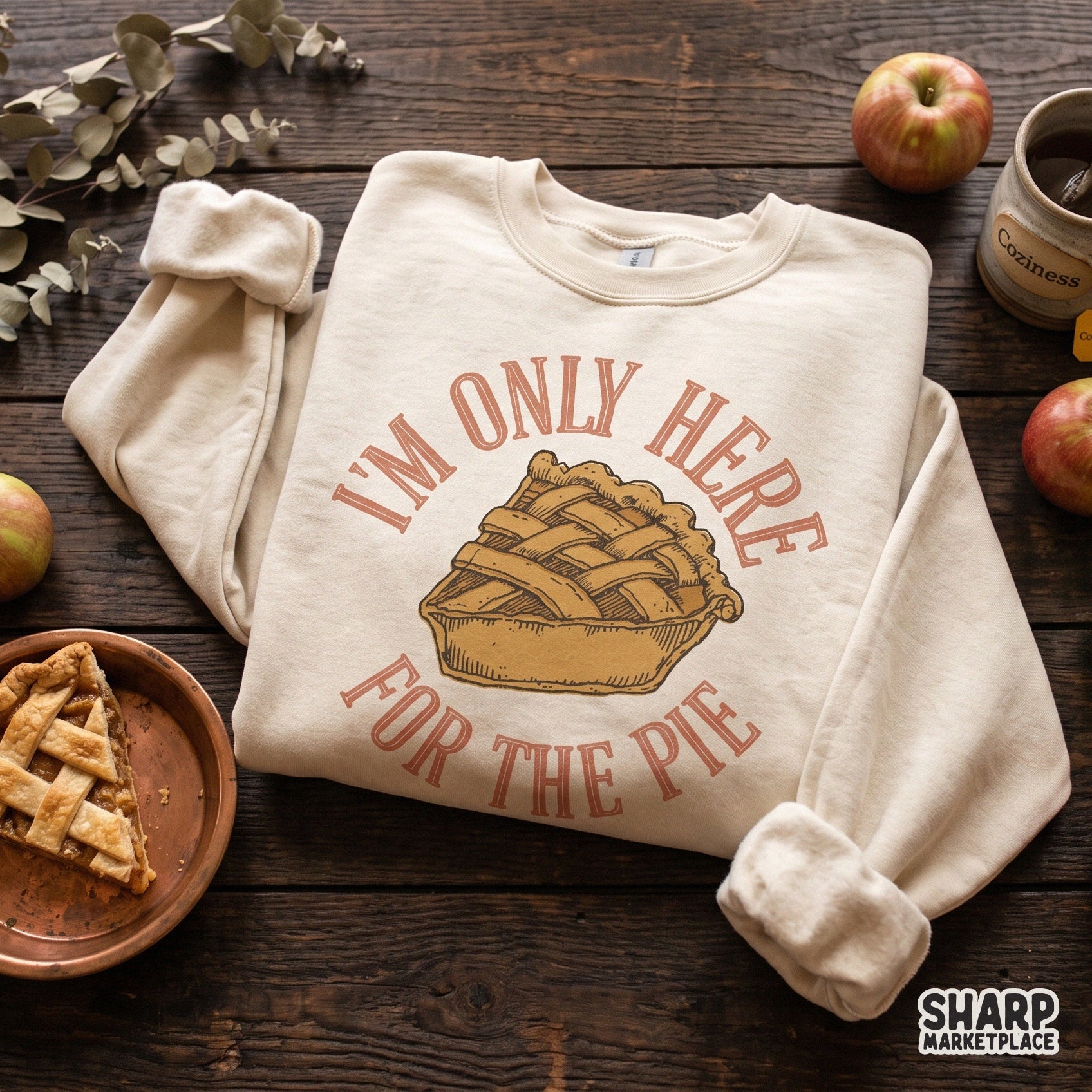 Retro lattice pie art for funny Thanksgiving shirts and autumn apparel with a popular foodie theme