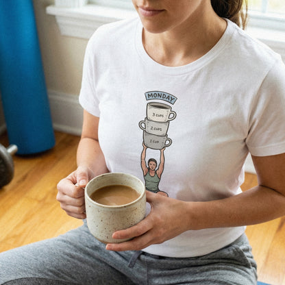 Monday 3 Cups 2 Cups 1 Cup PNG, Coffee Gym Shirt - 300 DPI Design for