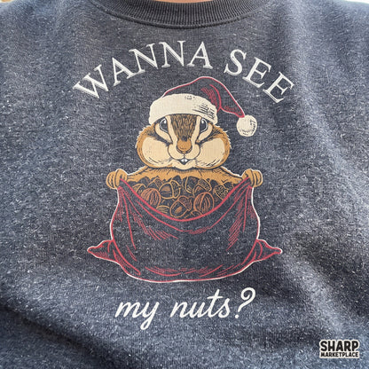 Wanna See My Nuts? Christmas PNG Shirt Santa Graphic