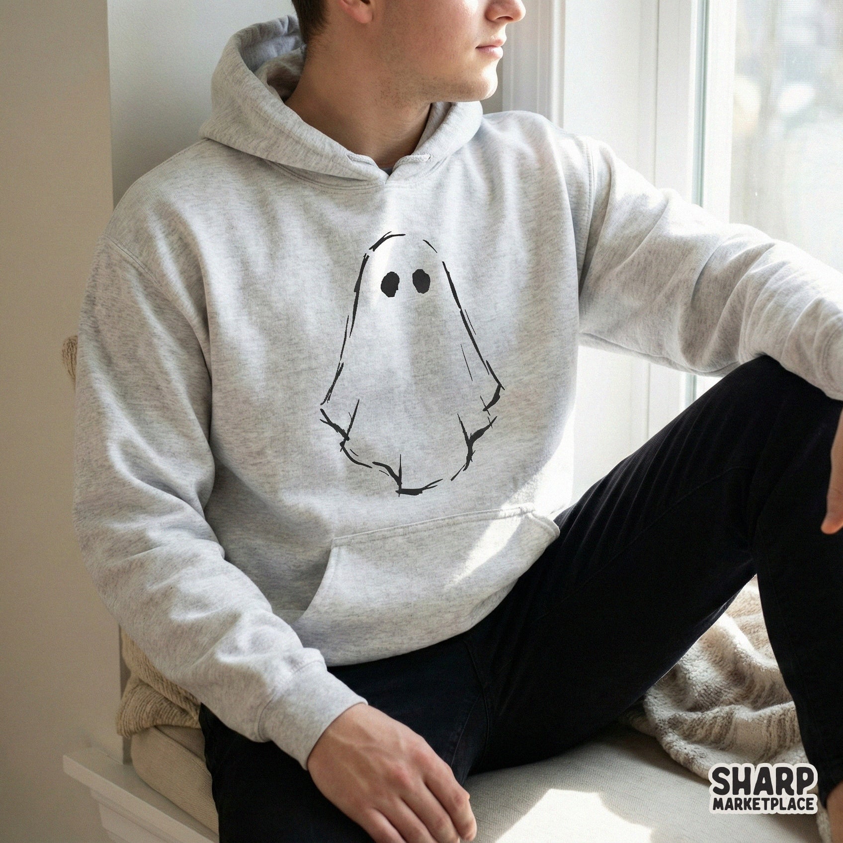 Simple Ghost PNG, Minimalist Halloween Spirit - 300 DPI Design for T-Shirt