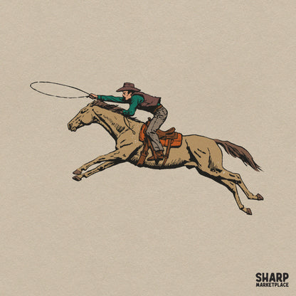 Vintage Cowboy Riding Galloping Horse With Lasso Tee