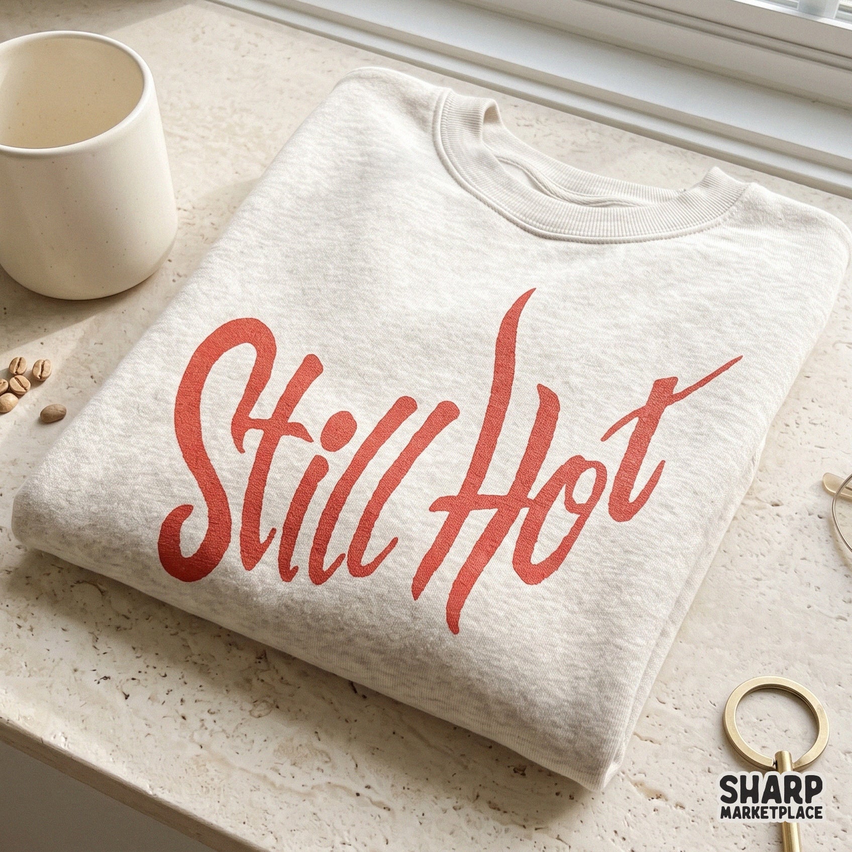 Still Hot red handwritten script PNG for sarcastic women empowerment t-shirts and retro sublimation designs