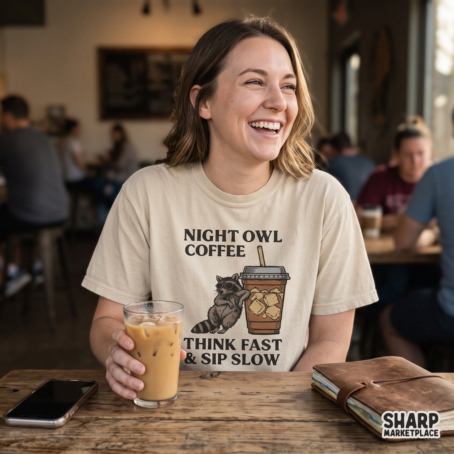 Sarcastic retro raccoon drinking coffee design for a funny night owl coffee png t-shirt transfer