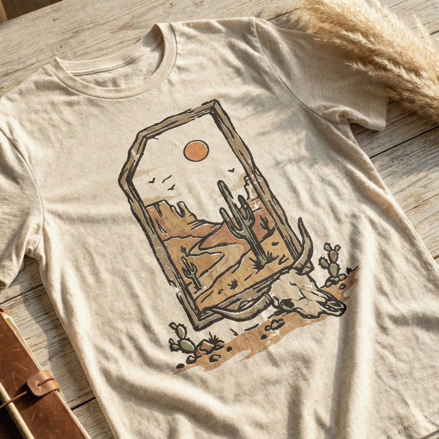 Desert Skull PNG, Southwest Landscape Art - 300 DPI Design for T-Shirt