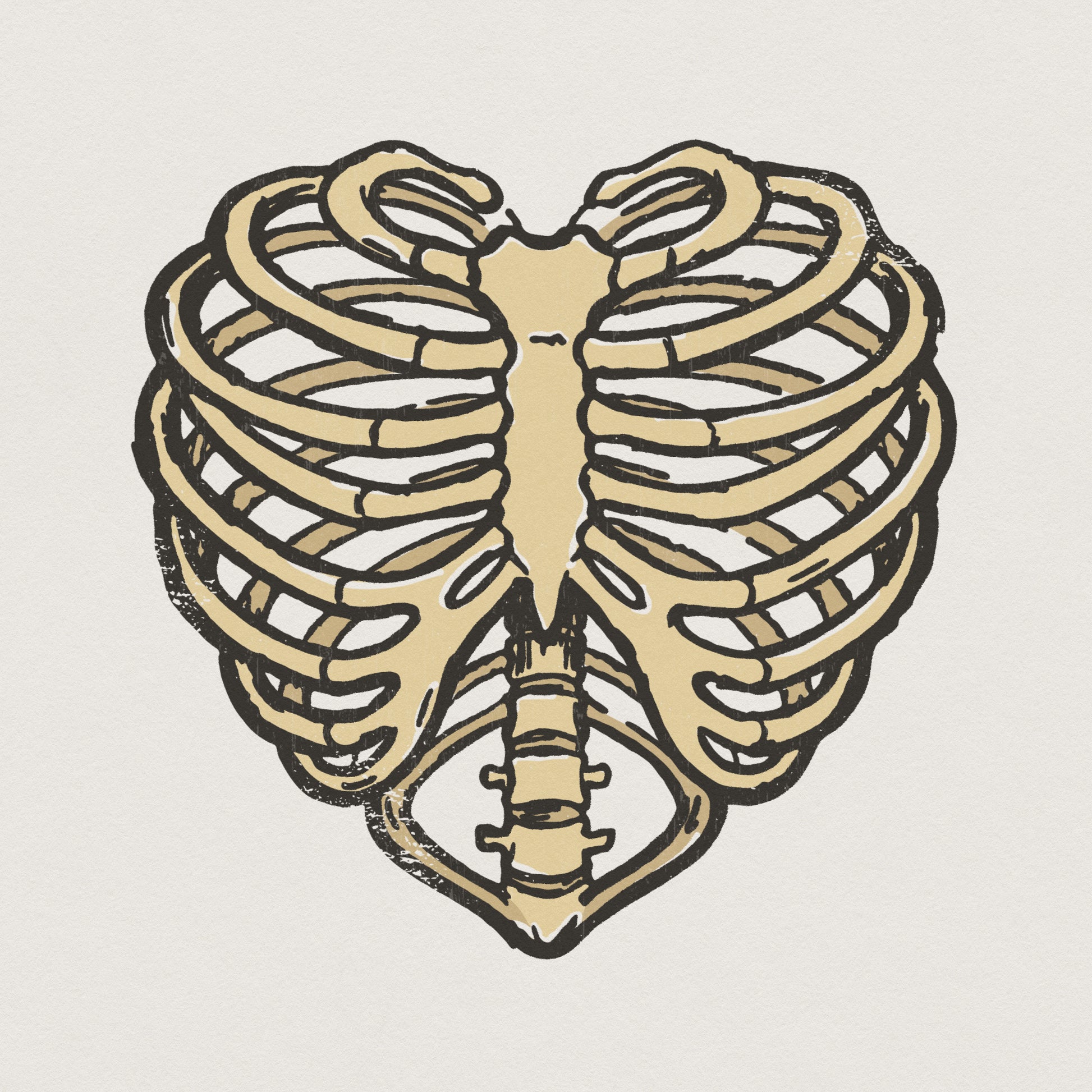 Heart Ribcage PNG, Skeleton Art - 300 DPI Design for T-Shirt
