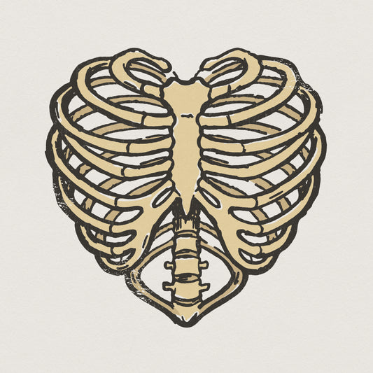 Heart Ribcage PNG, Skeleton Art - 300 DPI Design for T-Shirt