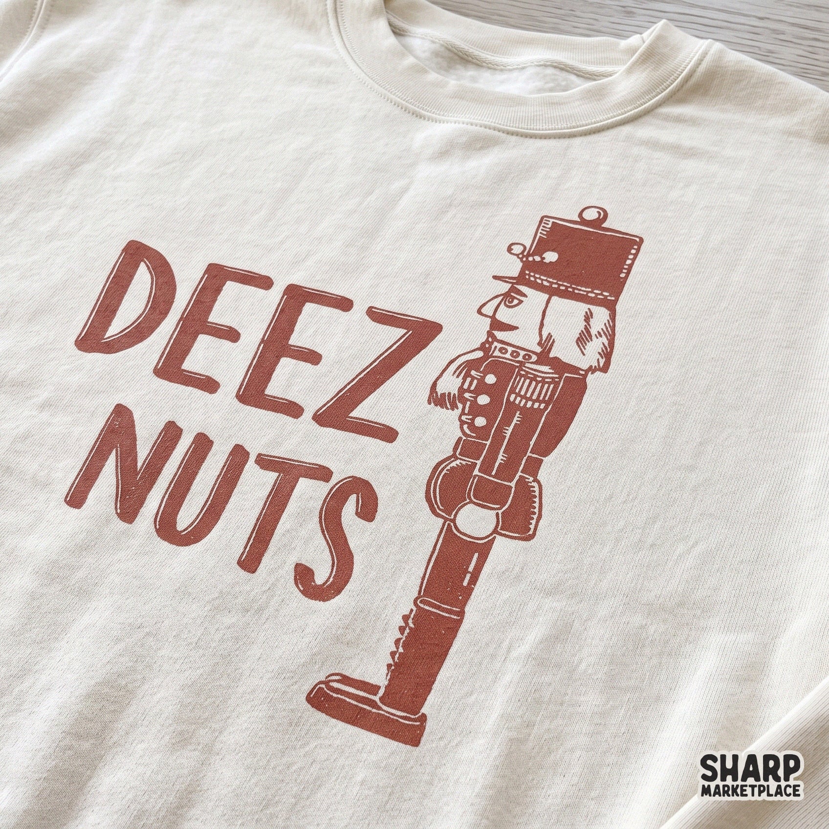 Retro standing nutcracker doll with funny holiday pun for sarcastic Christmas shirts and digital sublimation designs