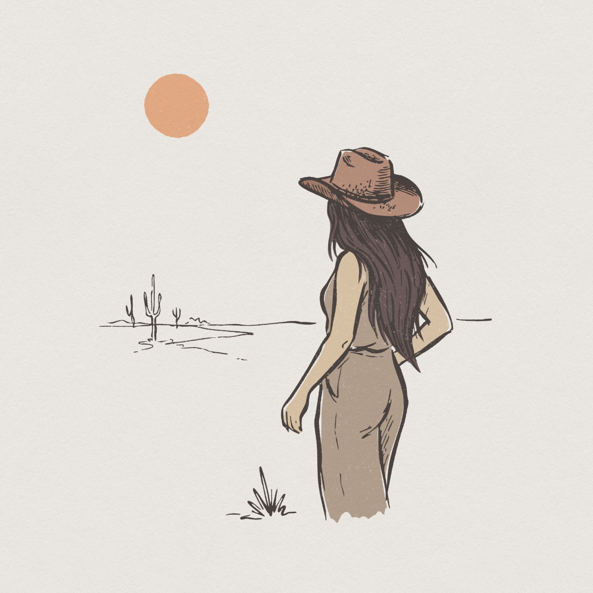 Desert Cowgirl PNG, Western Aesthetic Digital Download - 300 DPI Design