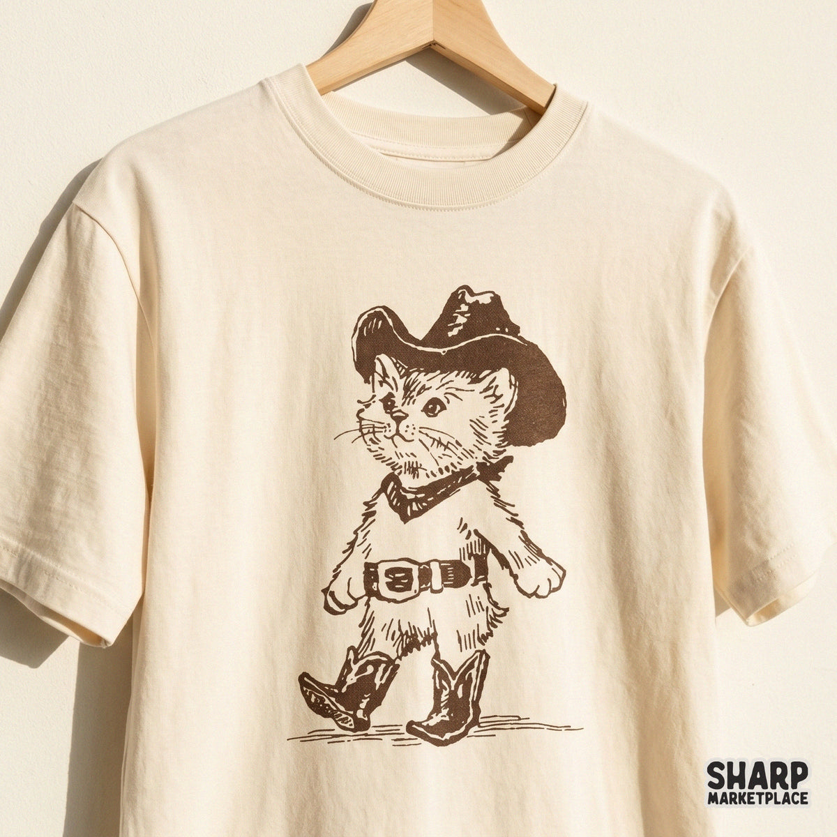 Retro cowboy kitten in boots and hat western PNG for trendy sublimation shirts and funny cat lover digital downloads