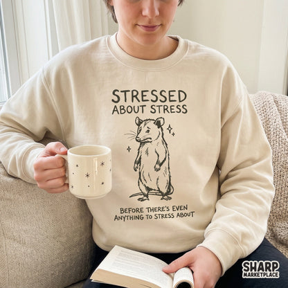 Digital design featuring a worried opossum character and sarcastic text, perfect for sublimation printing on sweatshirts, t-shirts, or tumblers.