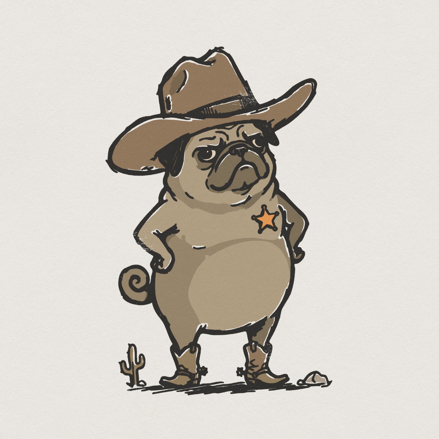 Sheriff Pug PNG, Cowboy Dog T-Shirt Design - 300 DPI Design for T-Shirt