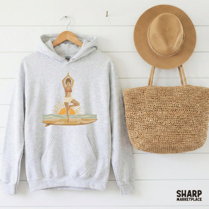 Sunset Surf Yoga PNG, Digital Download - 300 DPI Design for T-Shirt