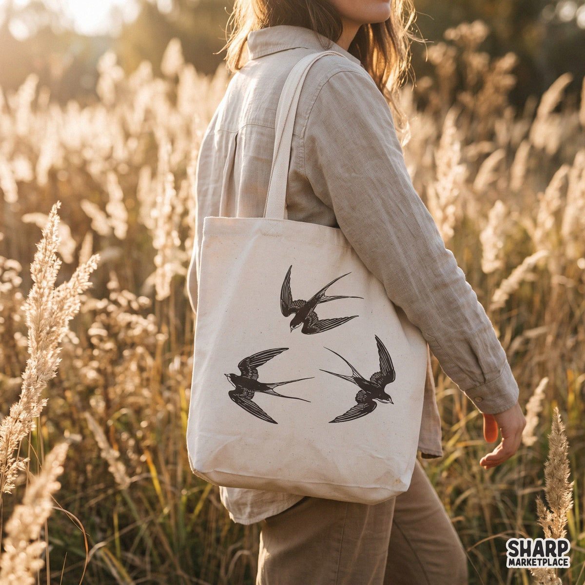 Flying Swallows Traditional Sailor Bird Trio Illustration