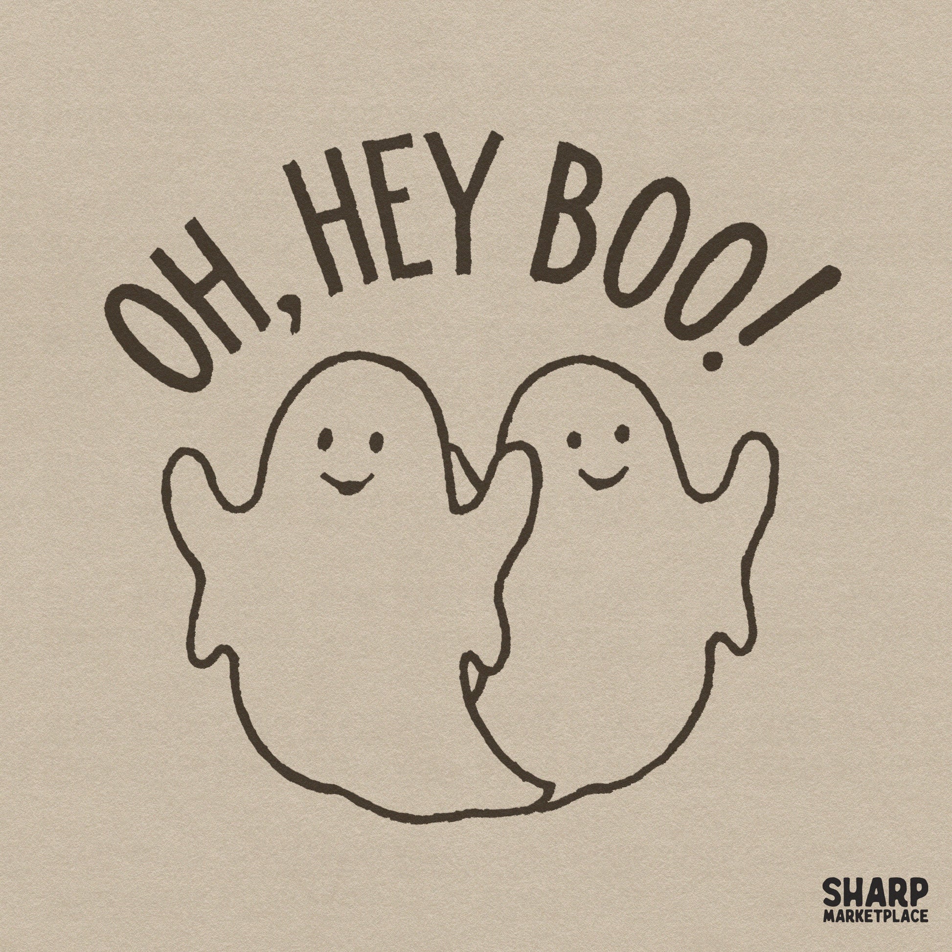 Cute ghosts Halloween PNG with retro Oh Hey Boo text for funny spooky season shirt designs and fall sublimation projects