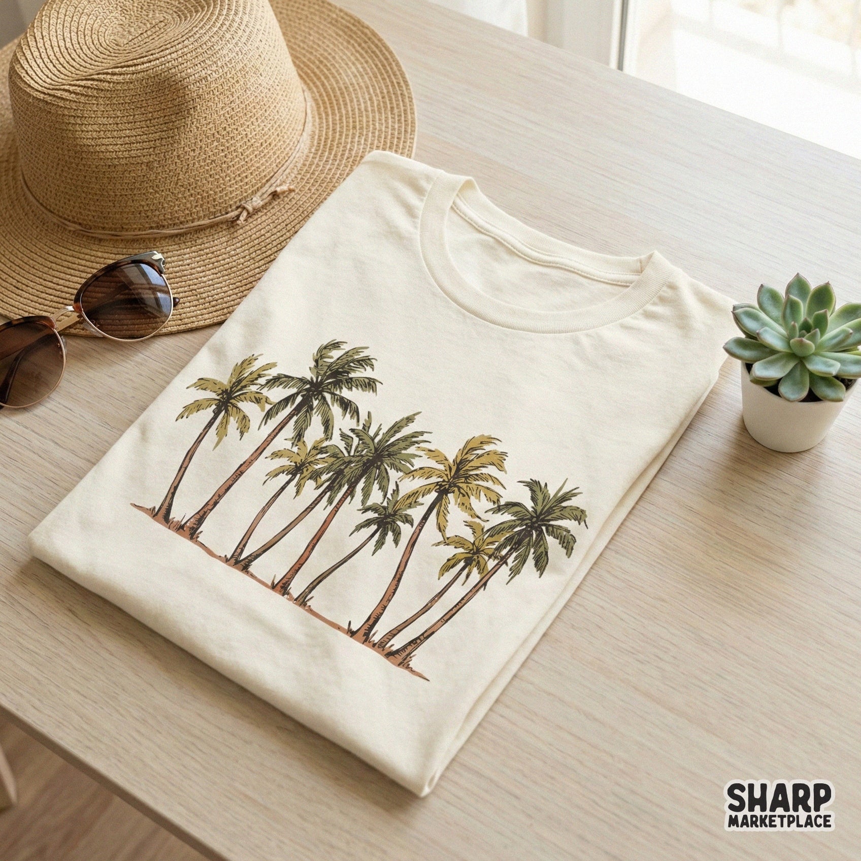 Tropical Palm Tree PNG, Beach Summer Shirt - 300 DPI Design for T-Shirt