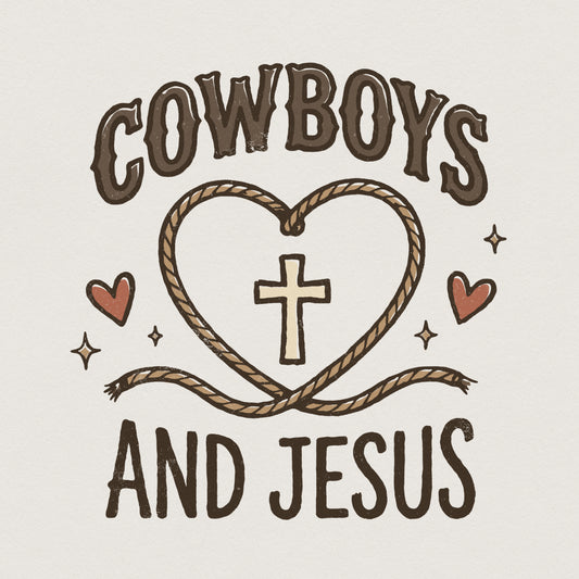 Cowboys And Jesus PNG, Western Christian Shirt Design - 300 DPI Design