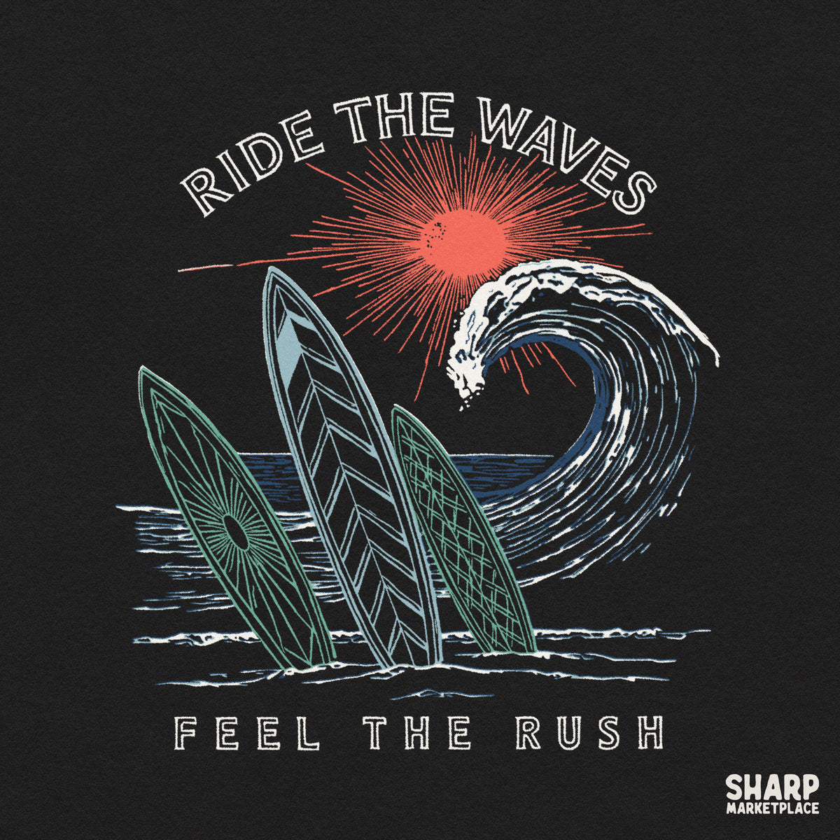 Ride The Waves Feel The Rush Summer PNG Trendy Shirt PNG