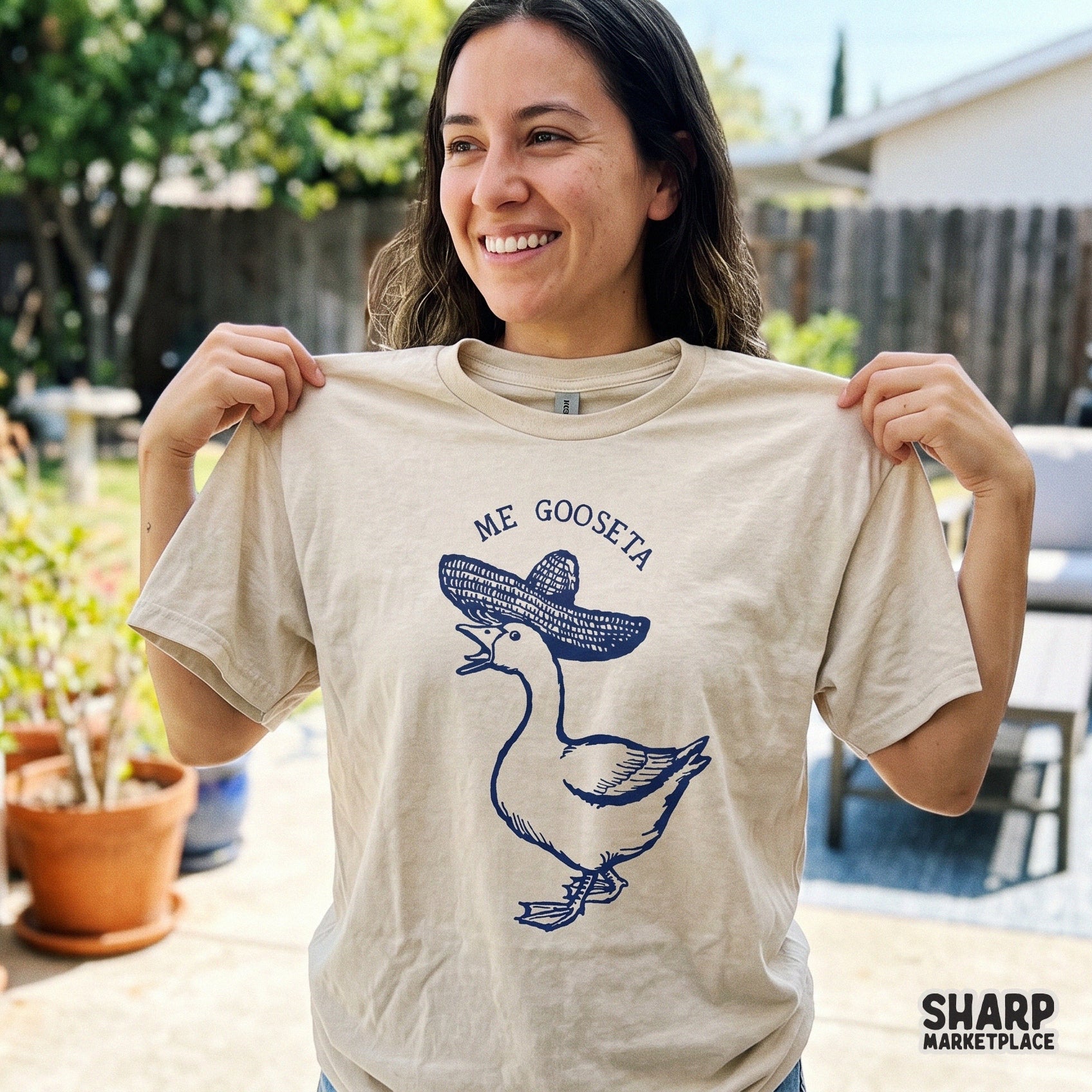 Funny goose wearing a sombrero with a Mexican pun sublimation design for retro summer trendy shirt PNG downloads