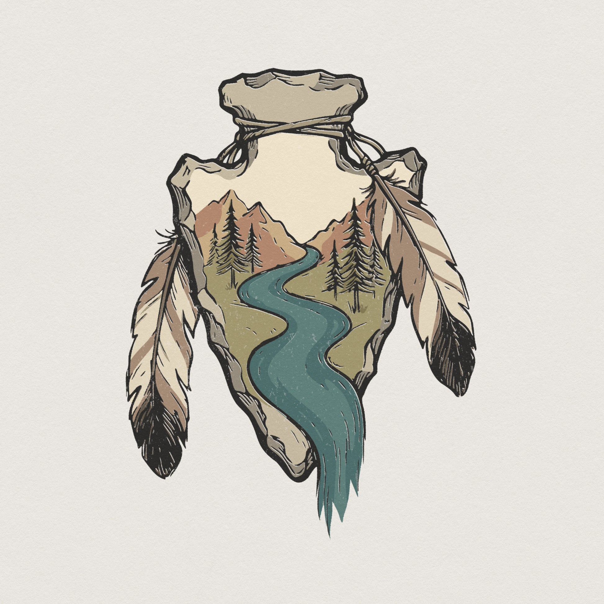 Arrowhead Landscape PNG, River Mountain Scene Shirt - 300 DPI Design for