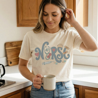 Nurse PNG, Stethoscope Heart Nurse Letter Art - 300 DPI Design for T-Shirt