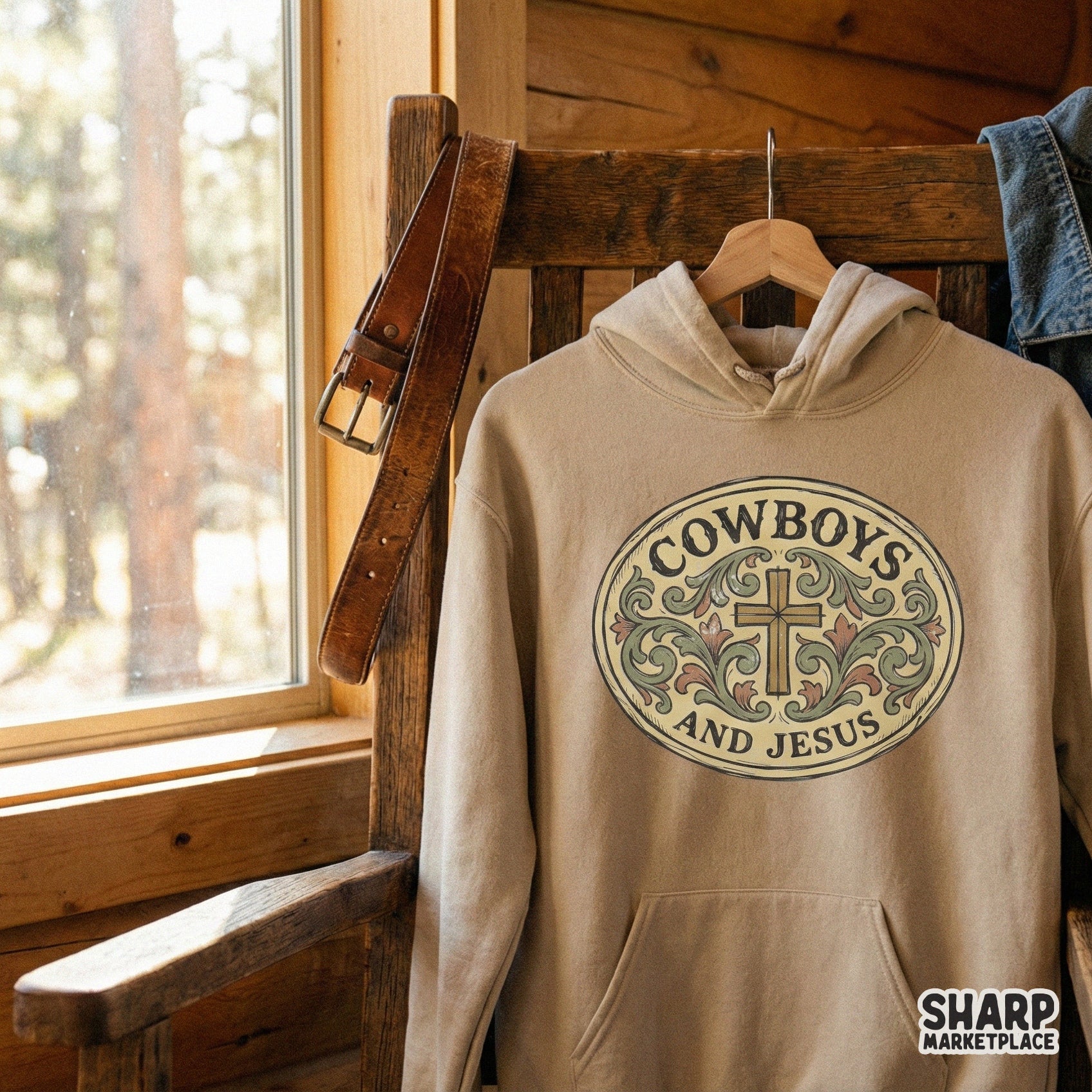 Cowboys And Jesus PNG, Western Cross Vintage Art - 300 DPI Design for