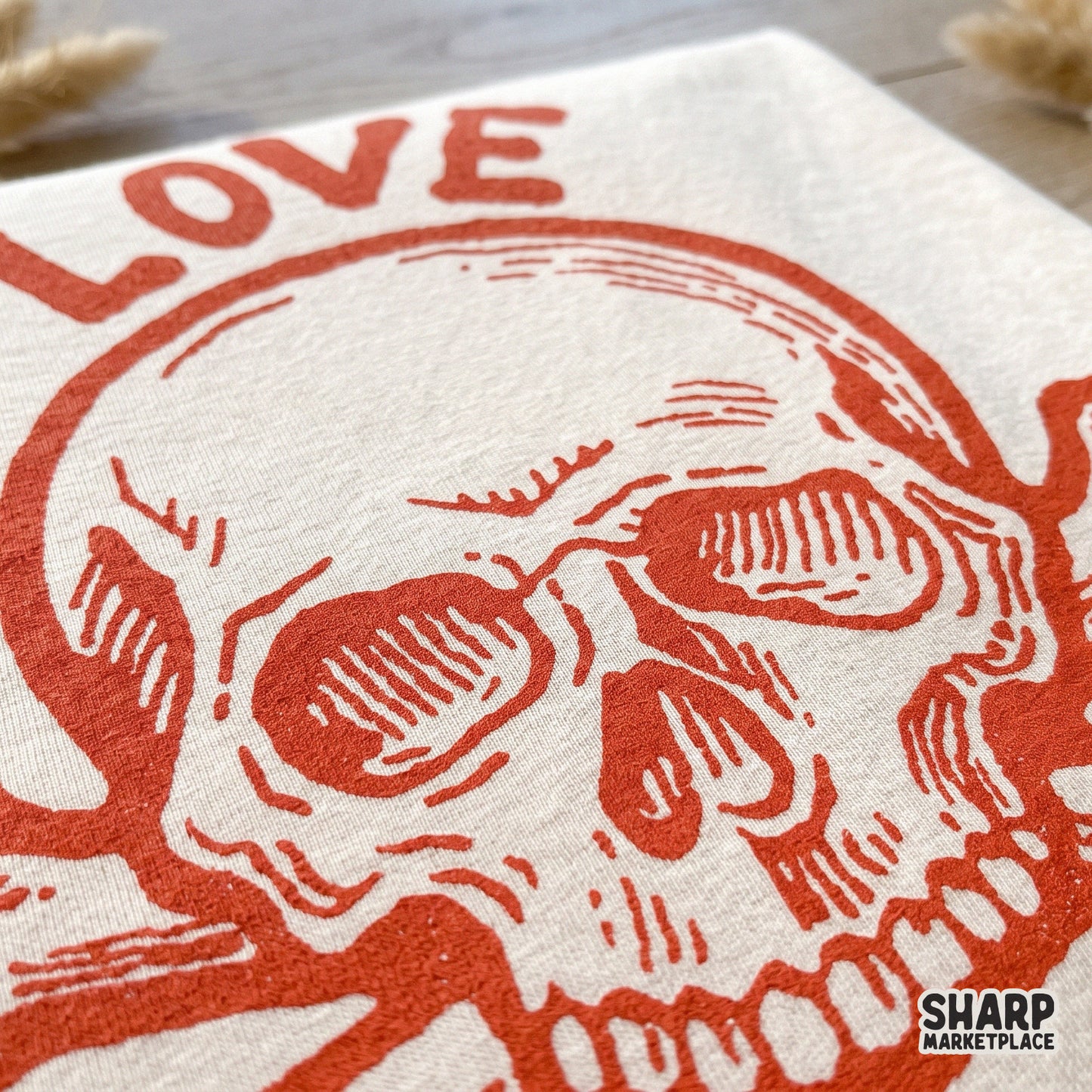 Gothic LOVE skull and crossbones sublimation design for retro anti Valentine shirt graphics and spooky digital downloads