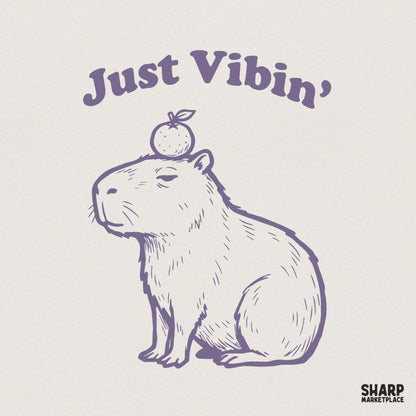 Just Vibin' Capybara PNG, Cute Animal Digital Download - 300 DPI Design