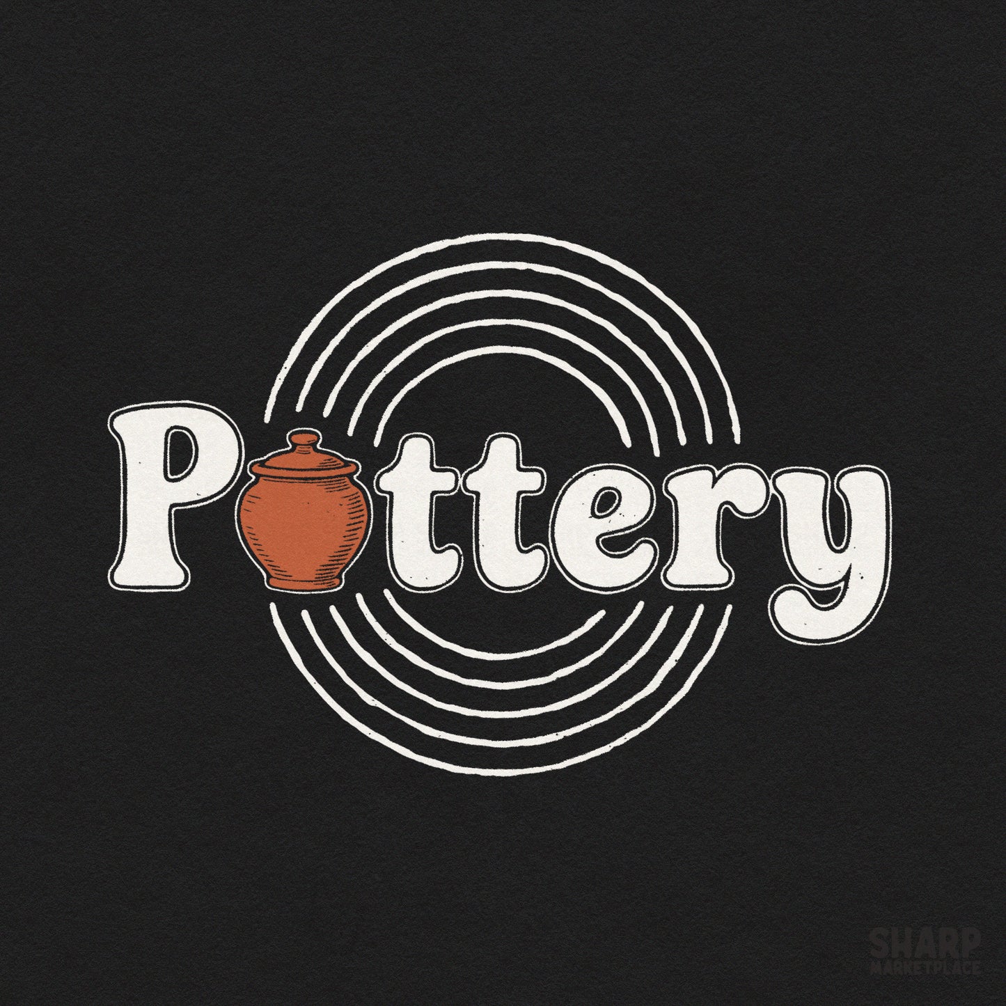 Retro pottery class themed typography PNG with trendy letters for custom t-shirts and aesthetic ceramics maker apparel