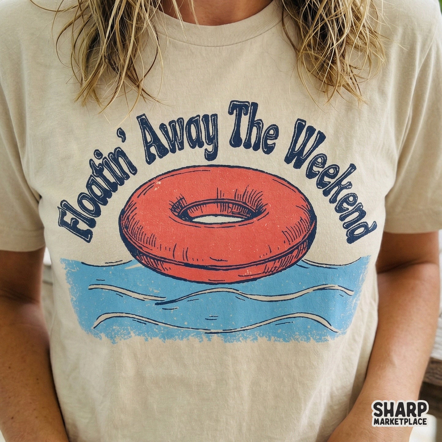 Floatin Away summer PNG design for girls trip shirts and lake life vacation river tubing sublimation crafts