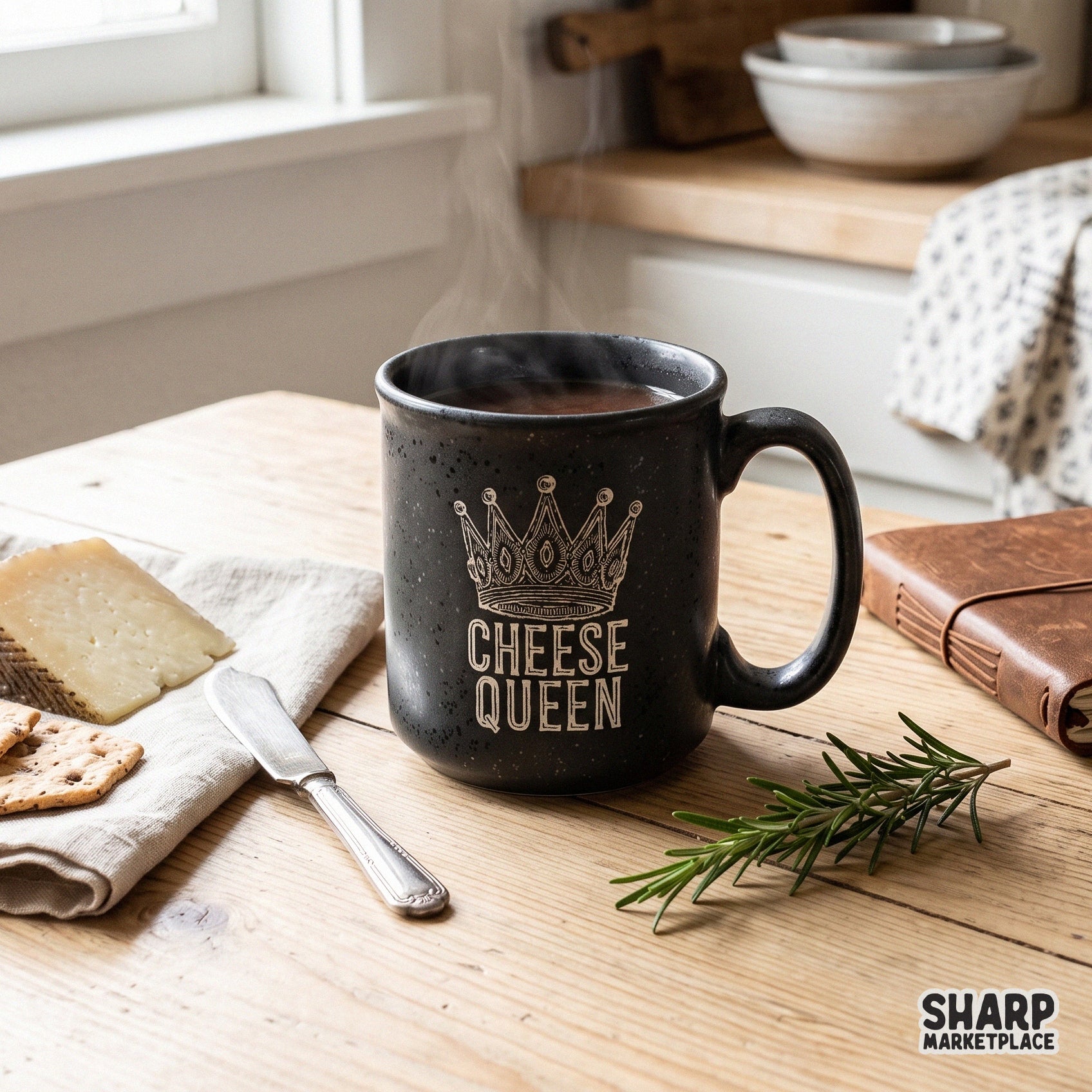 Hand drawn Cheese Queen crown design with sarcastic foodie text for retro digital download sublimation and t-shirts
