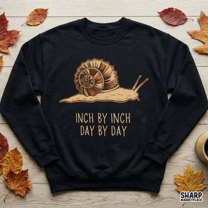 Vintage snail art with inspirational inch by inch day by day quote for sublimation shirt designs