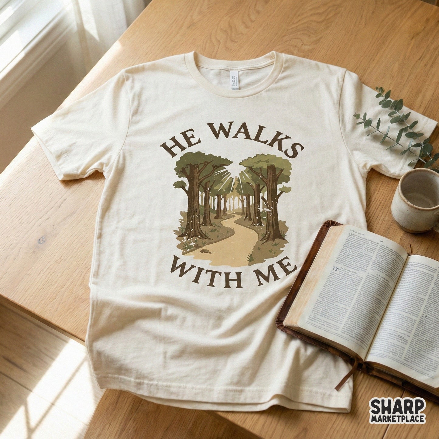 He Walks With Me PNG, Christian Faith Shirt Design - 300 DPI Design for