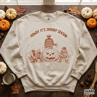 Western horror movie villains at a fence digital PNG design for trendy spooky season Halloween shirts