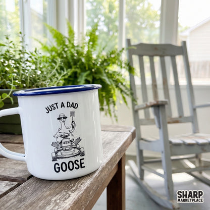 Funny dad goose on a lawnmower design for Father's Day sublimation shirts and grilling art