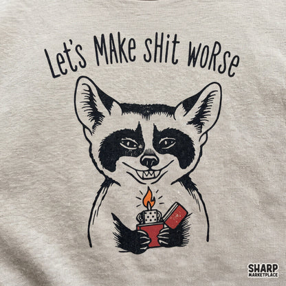 Let's Make Shit Worse PNG, Smirking Raccoon Holding