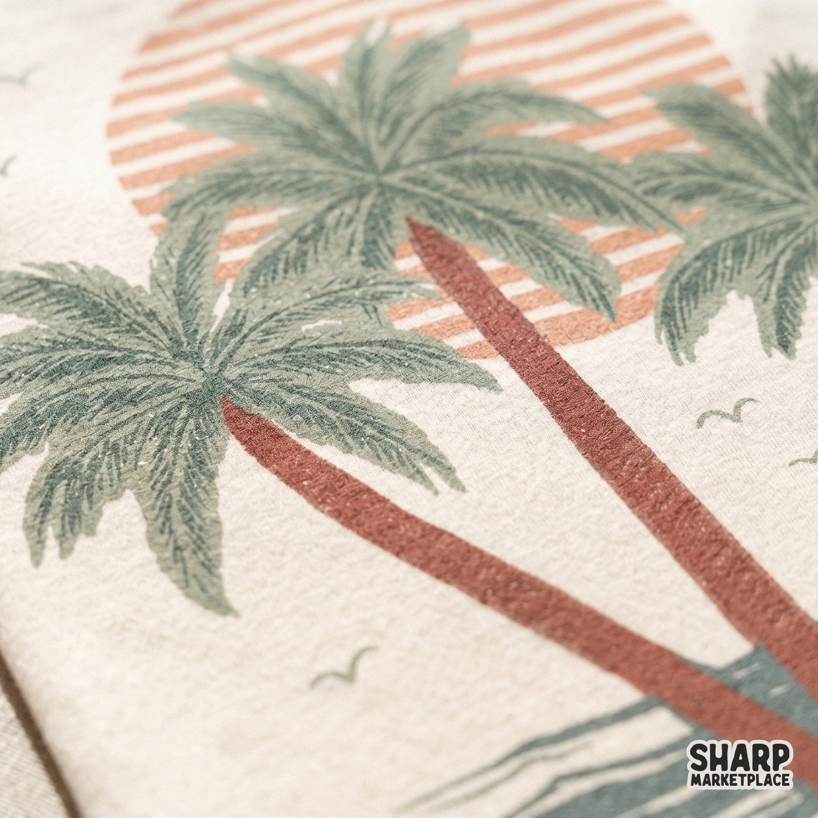 Colorful tropical oasis sunset with palm trees and a retro beach vibe perfect for custom shirt designs and summer png crafts