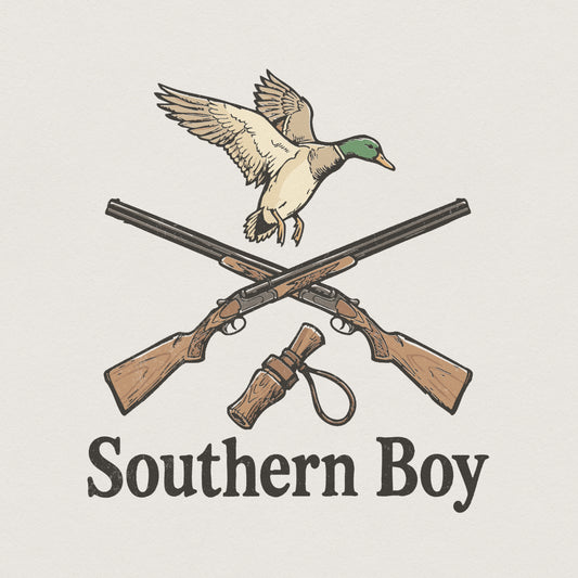 Southern Boy PNG Duck Hunting Design, Shotgun Adventure Print - 300 DPI
