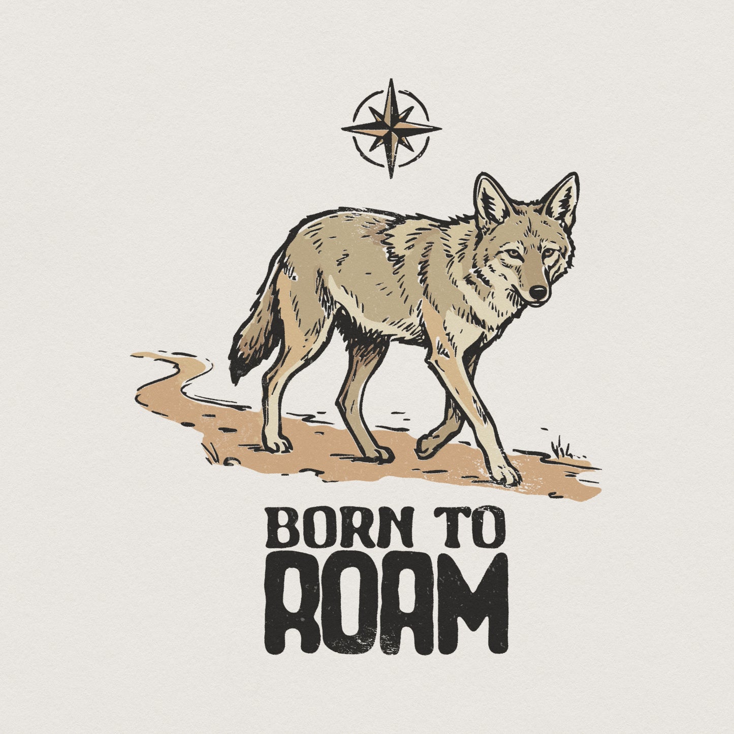 Born To Roam PNG, Coyote Wild Animal Art - 300 DPI Design for T-Shirt
