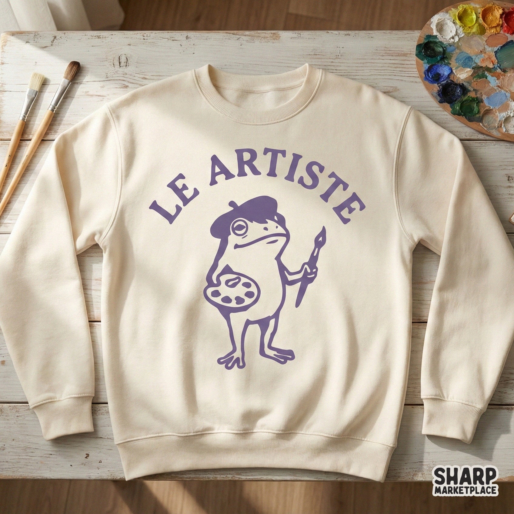 Le Artiste Frog PNG, Funny Artist Frog Digital Design - 300 DPI Design