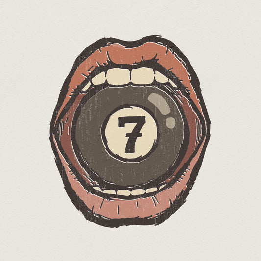 7 Ball Mouth Art PNG, Vintage Billiards Shirt - 300 DPI Design for T-Shirt