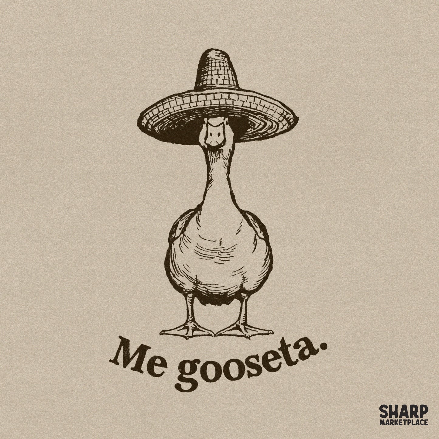 Funny Me Gooseta goose pun wearing a sombrero retro PNG for sarcastic sublimation shirts and Mexico themed designs